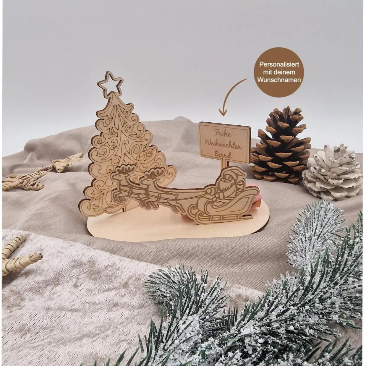 Personalisiertes Geldgeschenk zu Weihnachten,  Holz-Geldgeschenk Weihnachten – Name Geschenkidee für Kinder & Erwachsene, Weihnachtsgeschenk