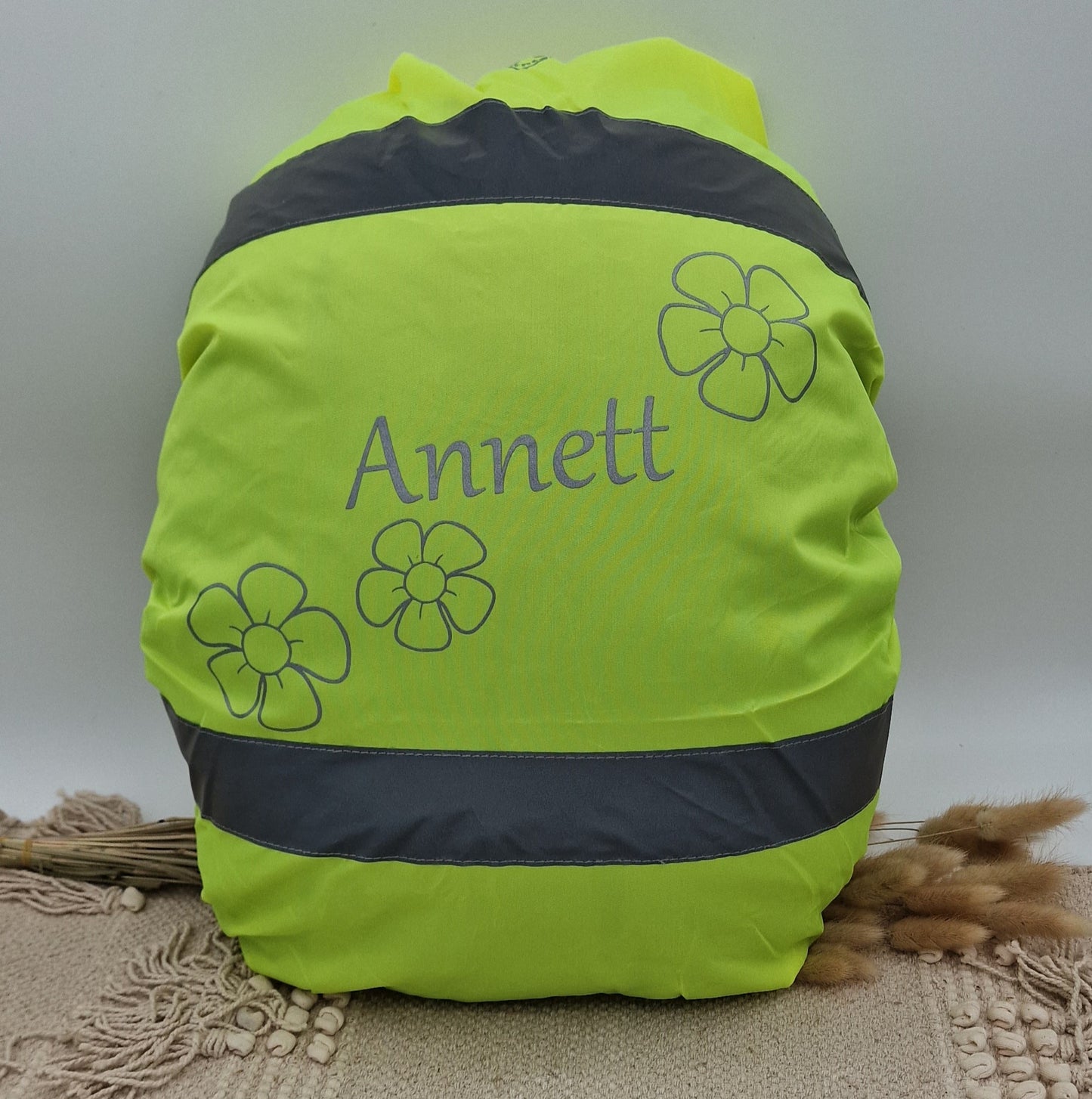Regenschutz für Schultasche Warnüberzug personalisiert