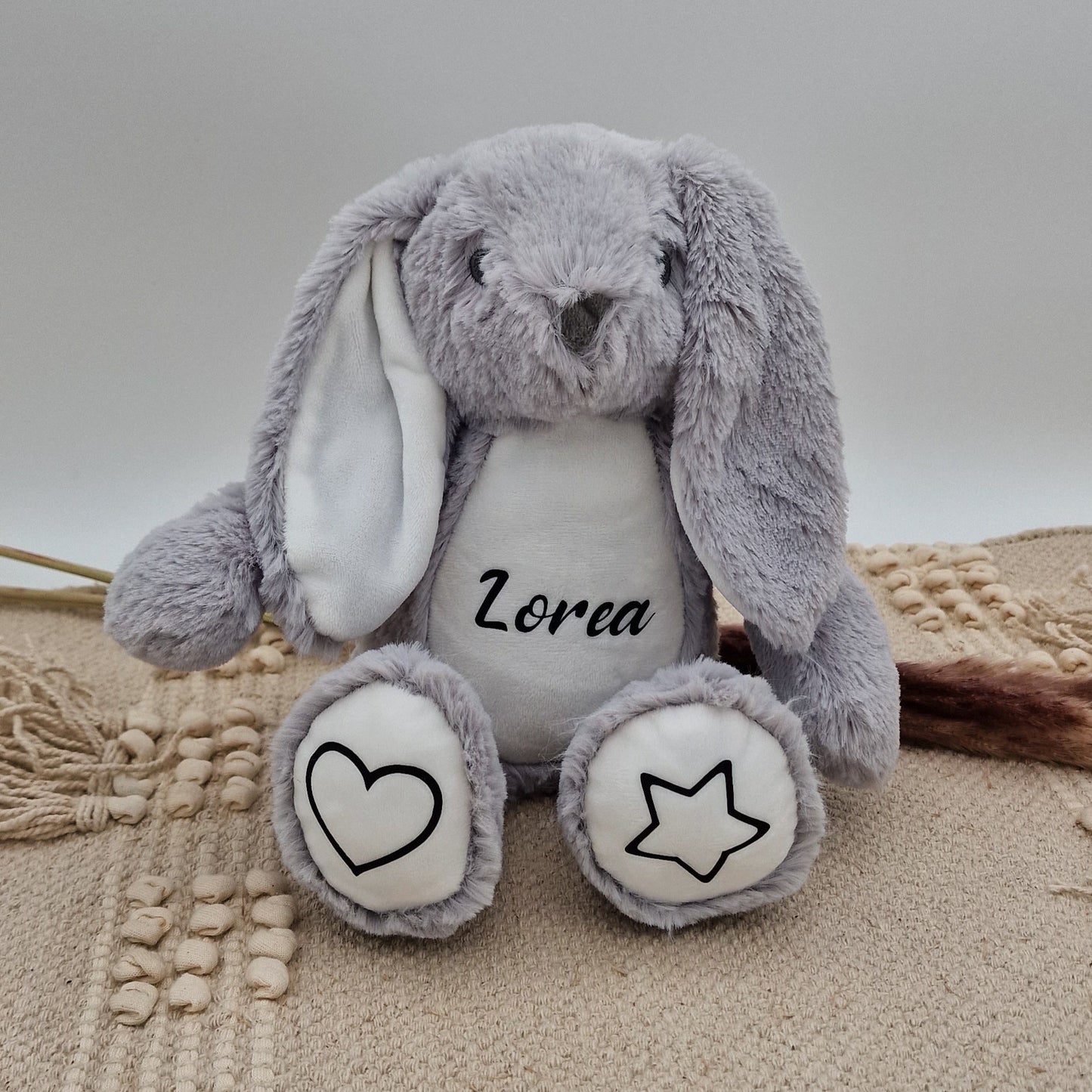 Kuscheltier Hase (grau) personalisiert