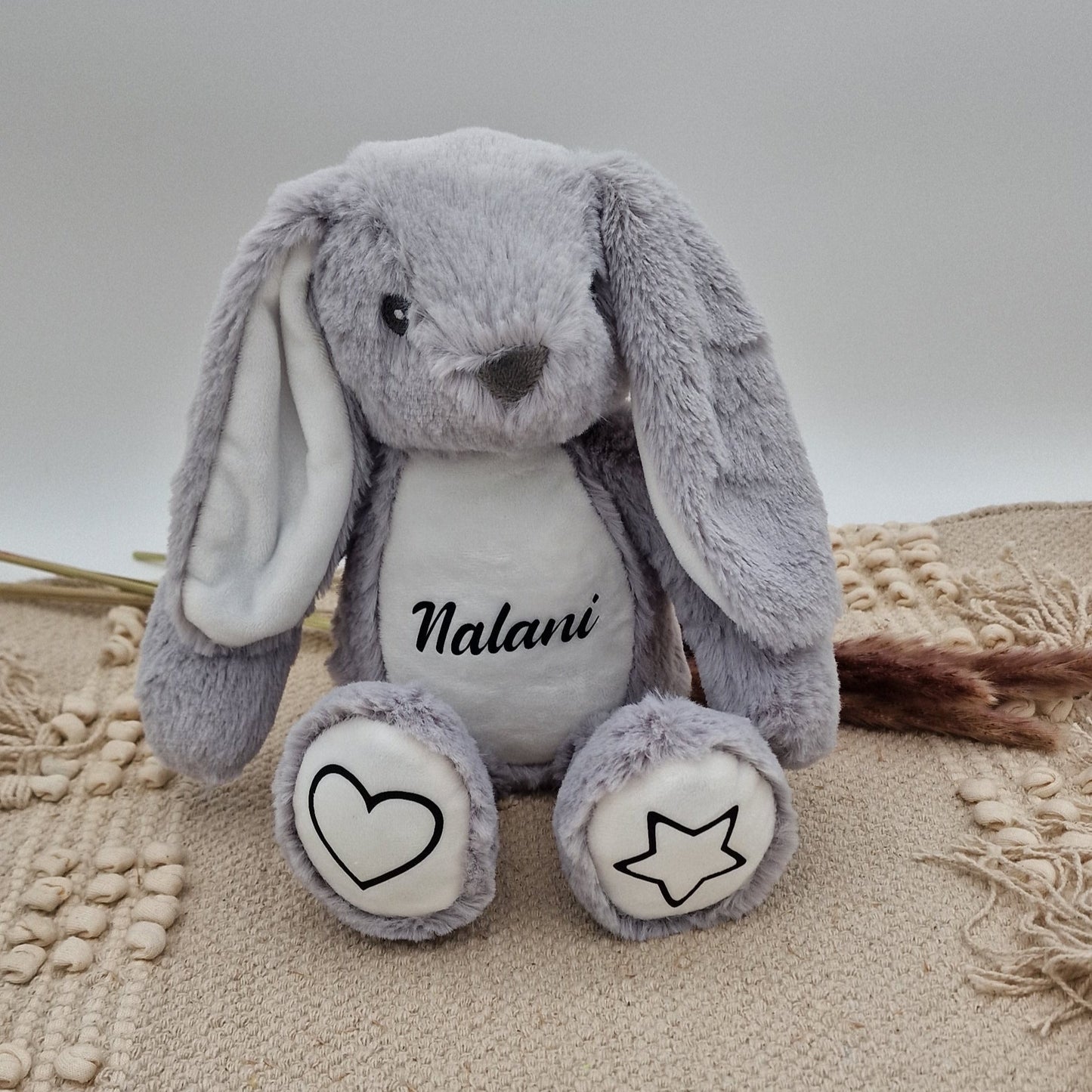 Kuscheltier Hase (grau) personalisiert