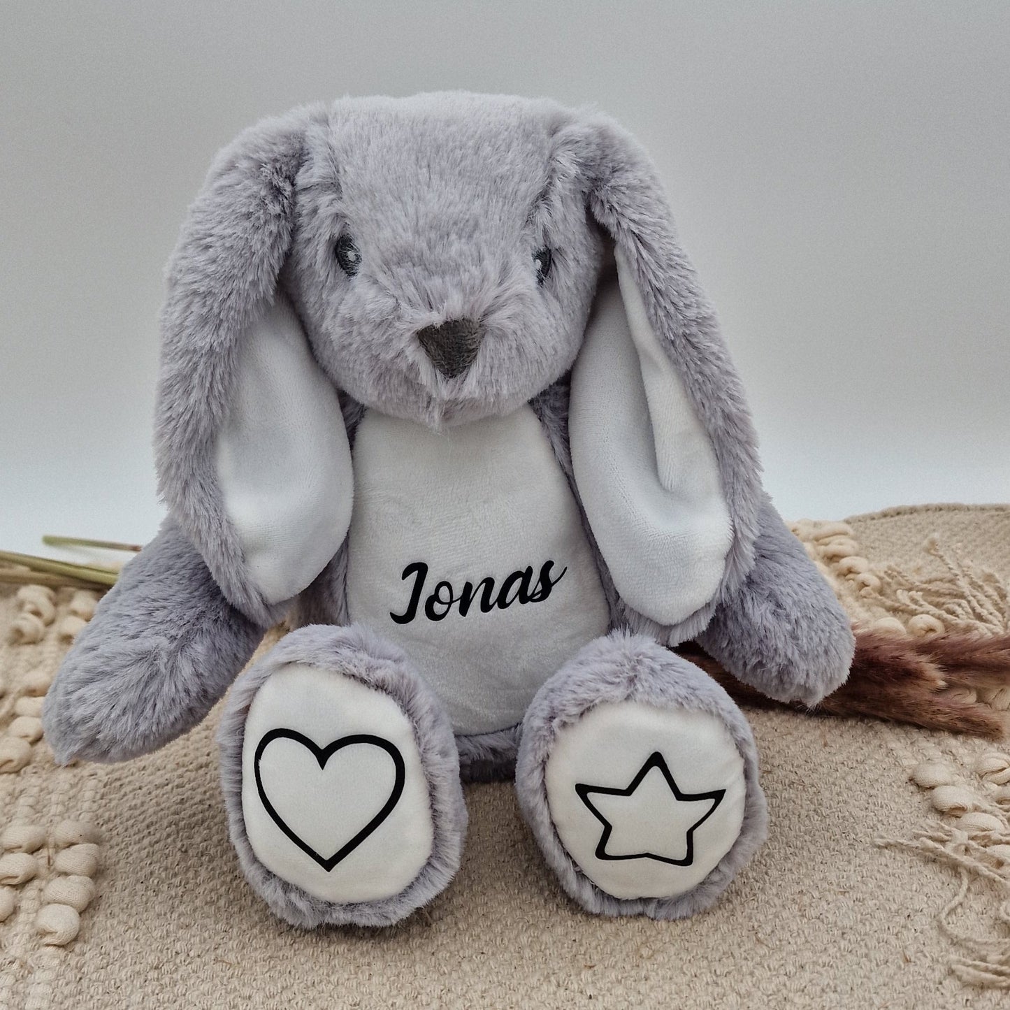 Kuscheltier Hase (grau) personalisiert