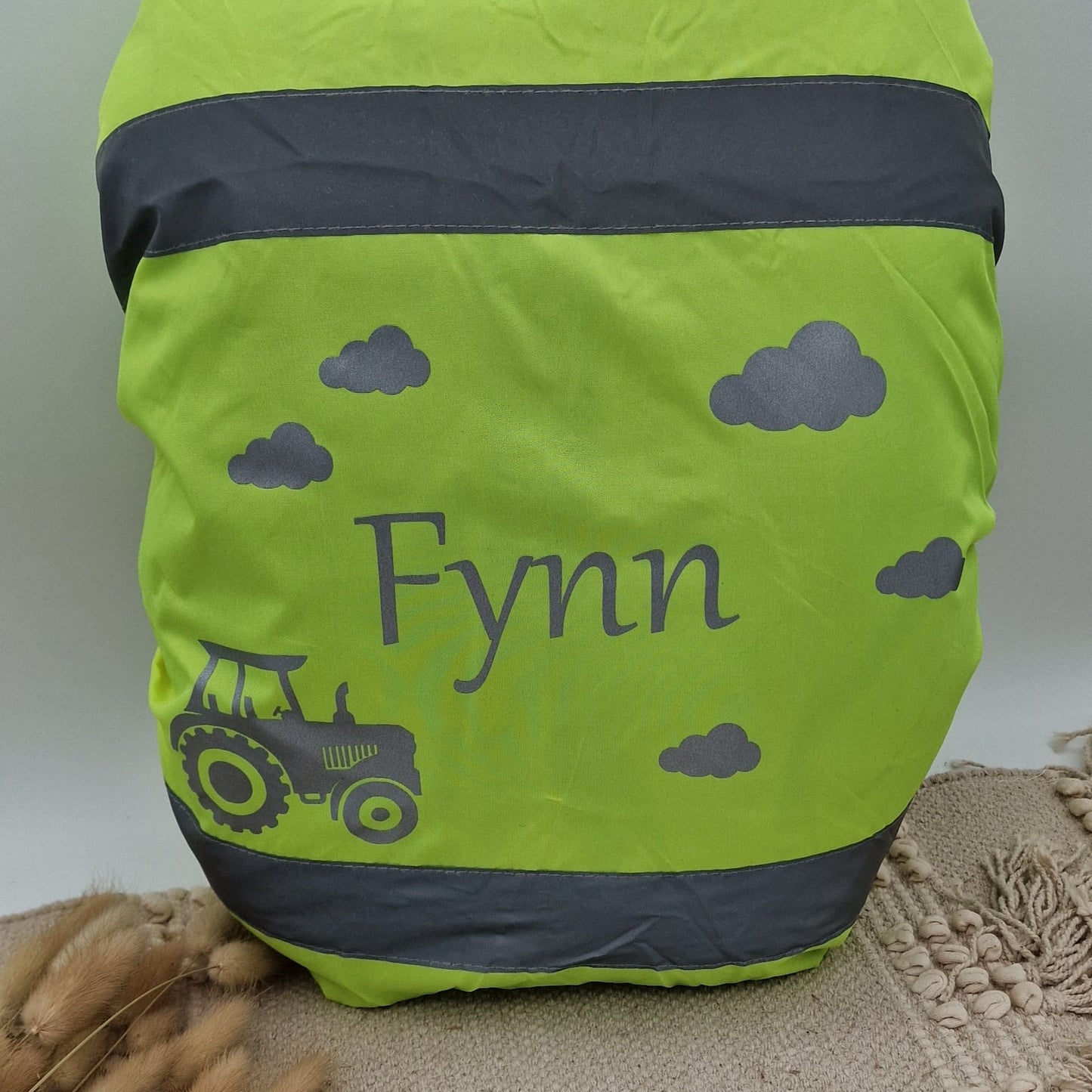 Regenschutz für Schultasche Warnüberzug personalisiert