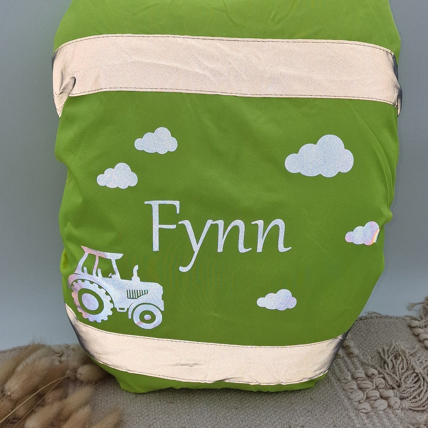 Regenschutz für Schultasche Warnüberzug personalisiert