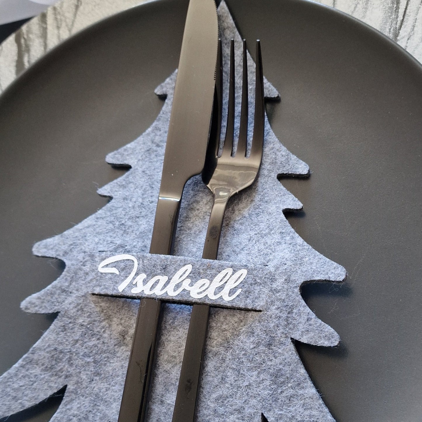 Besteckhalter Tanne aus Filz personalisiert