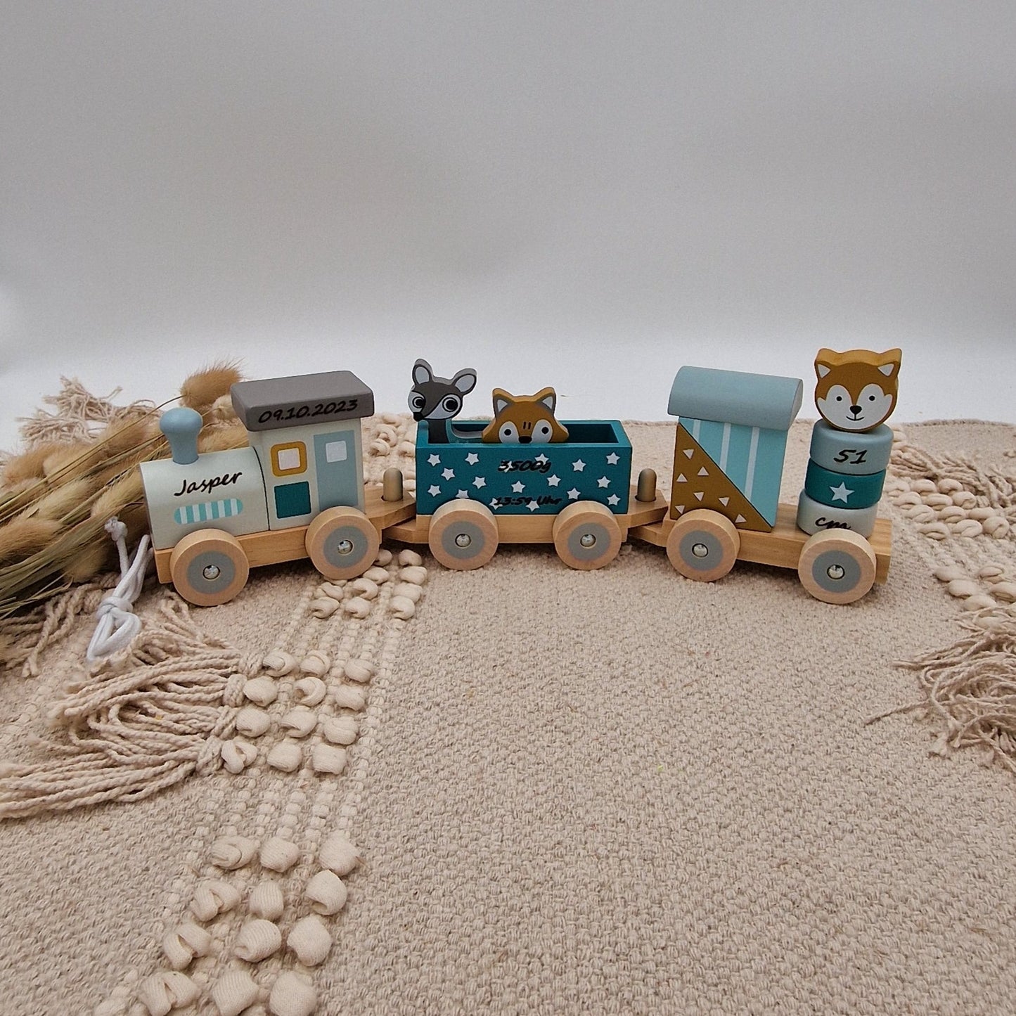 Holz Lokomotive Eisenbahn Zug mit Steckform Stern