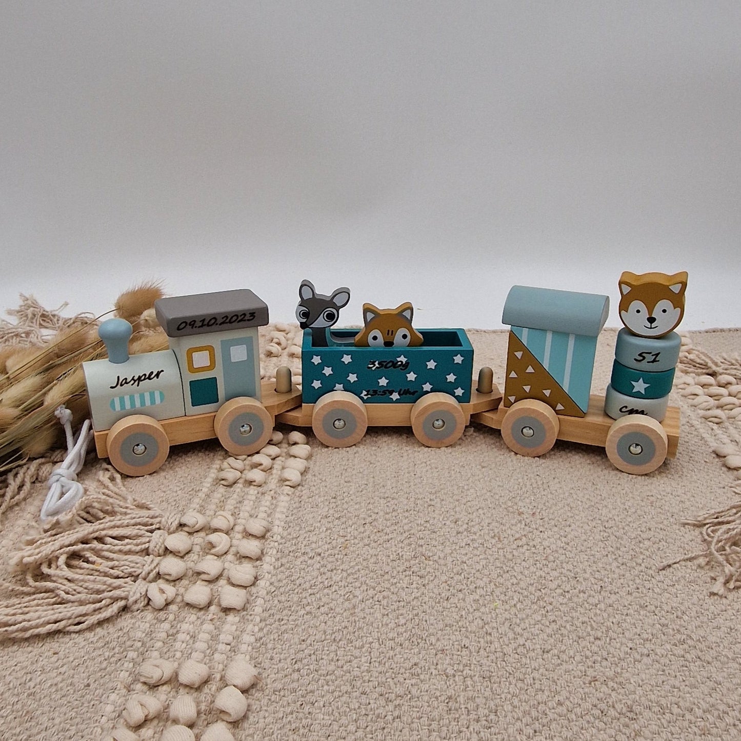 Holz Lokomotive Eisenbahn Zug mit Steckform Stern