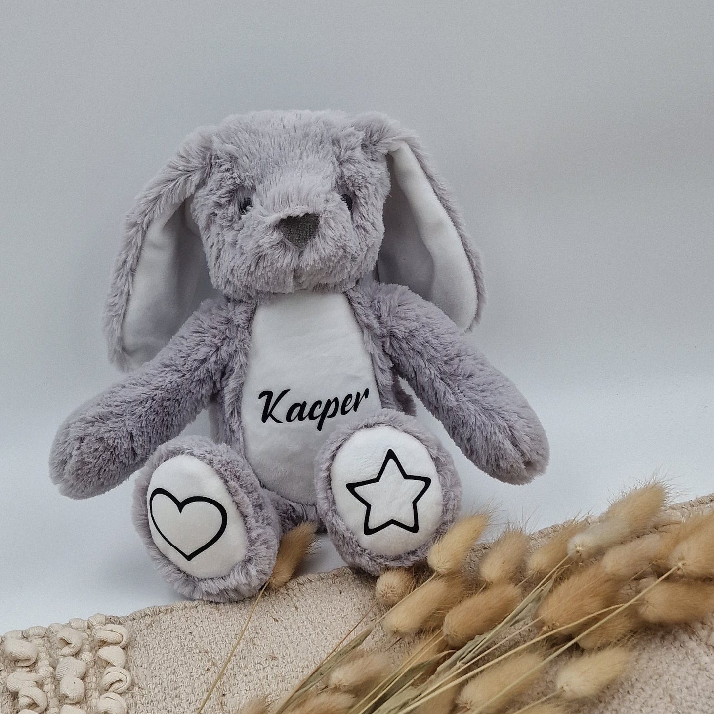 Kuscheltier Hase (grau) personalisiert