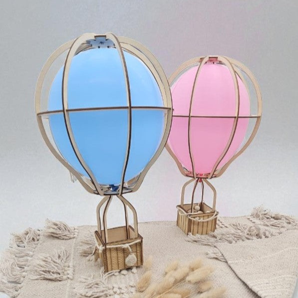 Heißluftballon aus Holz personalisiert - Individuelles Geschenk zur Geburt