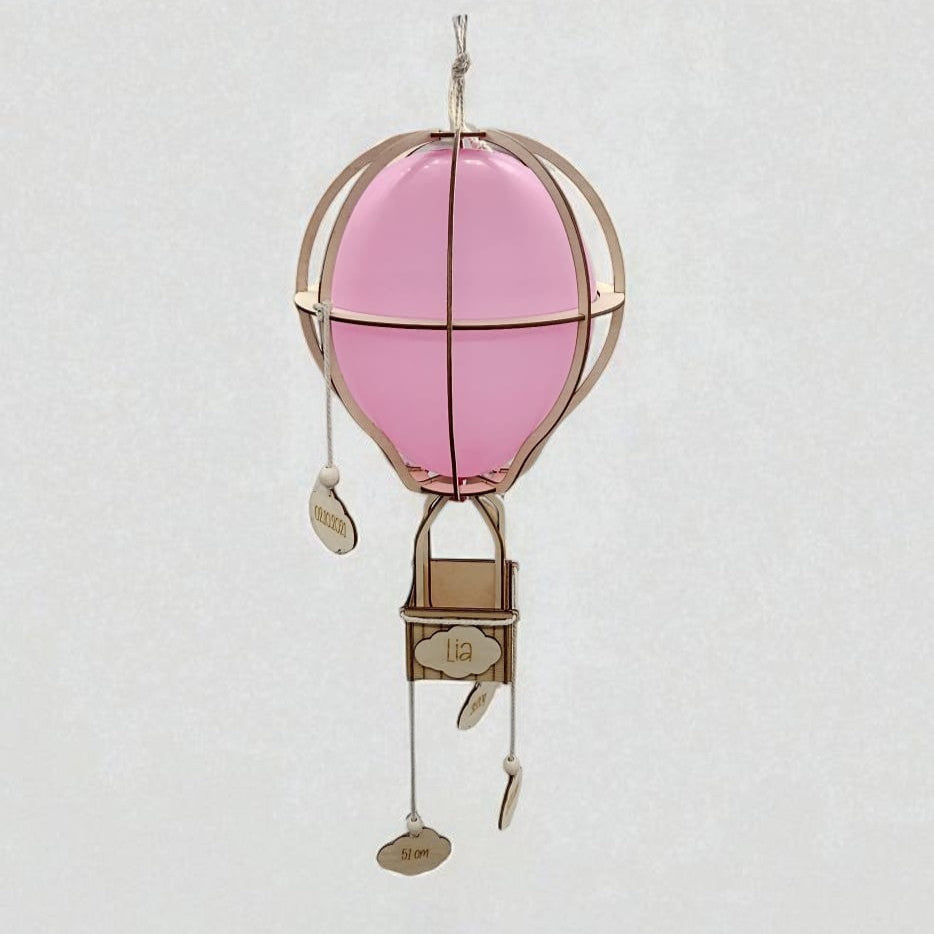 Heißluftballon aus Holz personalisiert - Individuelles Geschenk zur Geburt