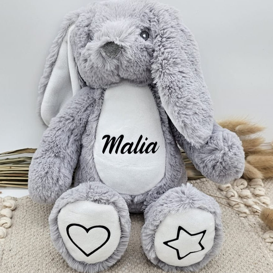 Kuscheltier Hase (grau) personalisiert