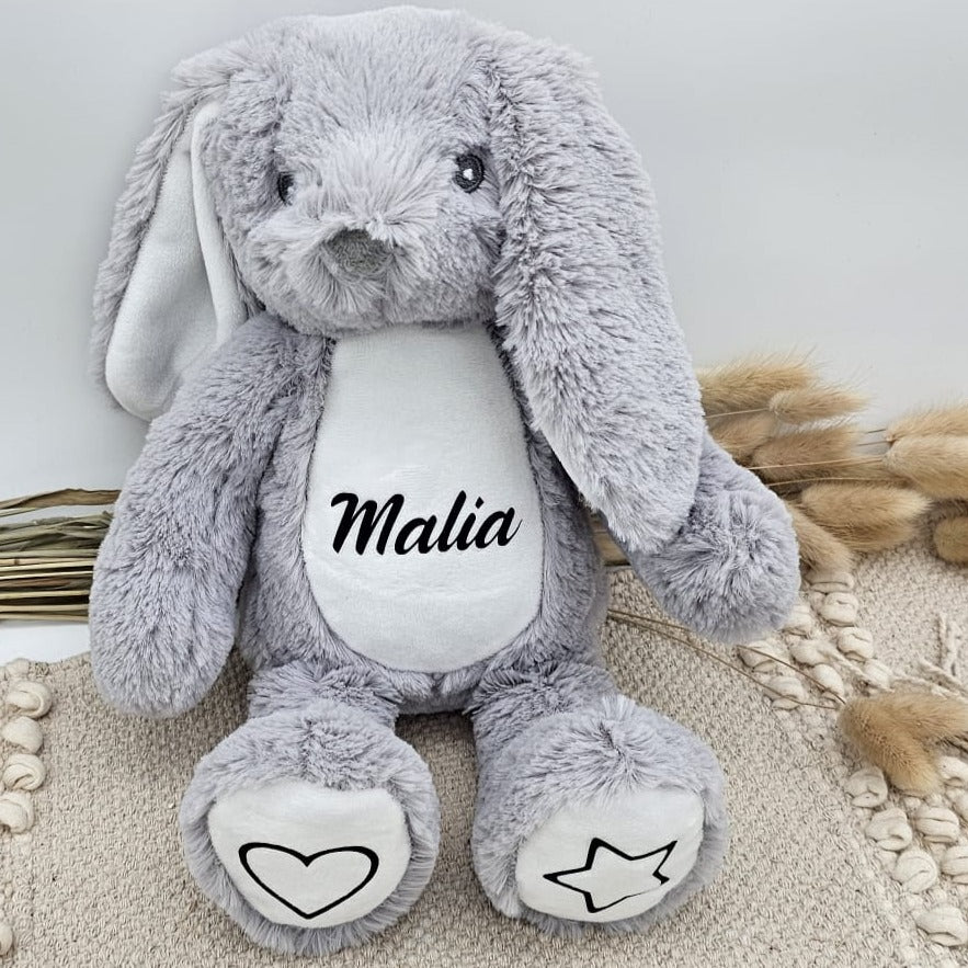 Kuscheltier Hase (grau) personalisiert