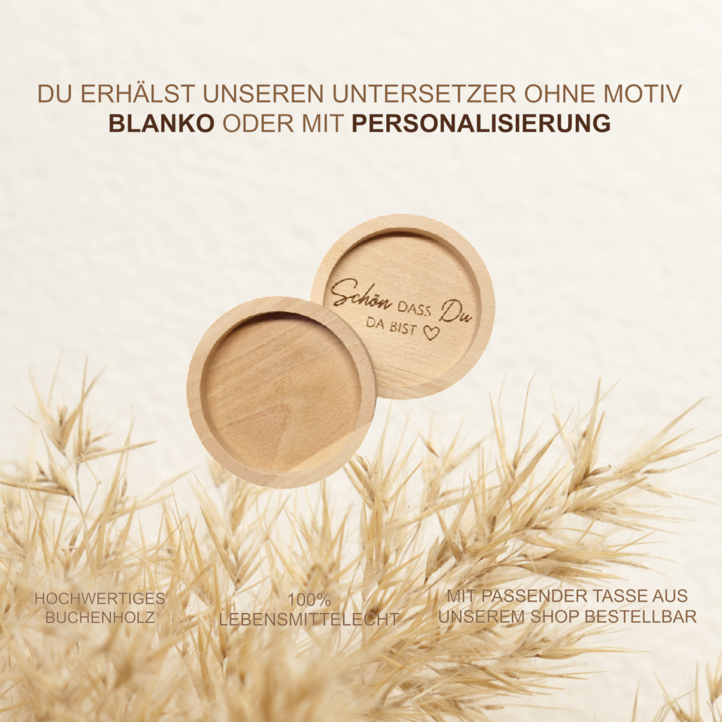 Glasuntersetzer holz personalisiert