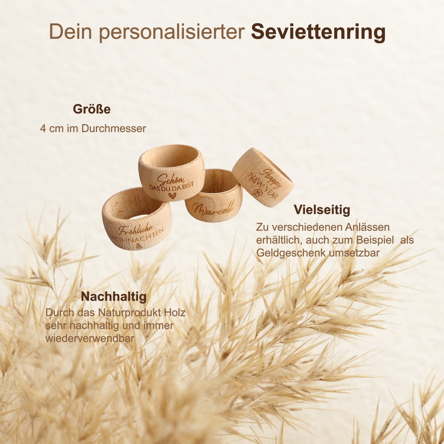 Serviettenring aus Holz Schön dass du da bist