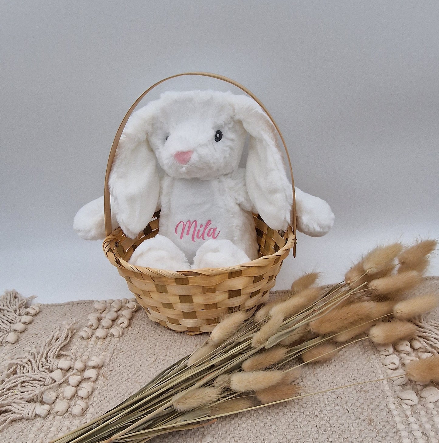 Kuscheltier Osterhase (weiß) Personalisiert