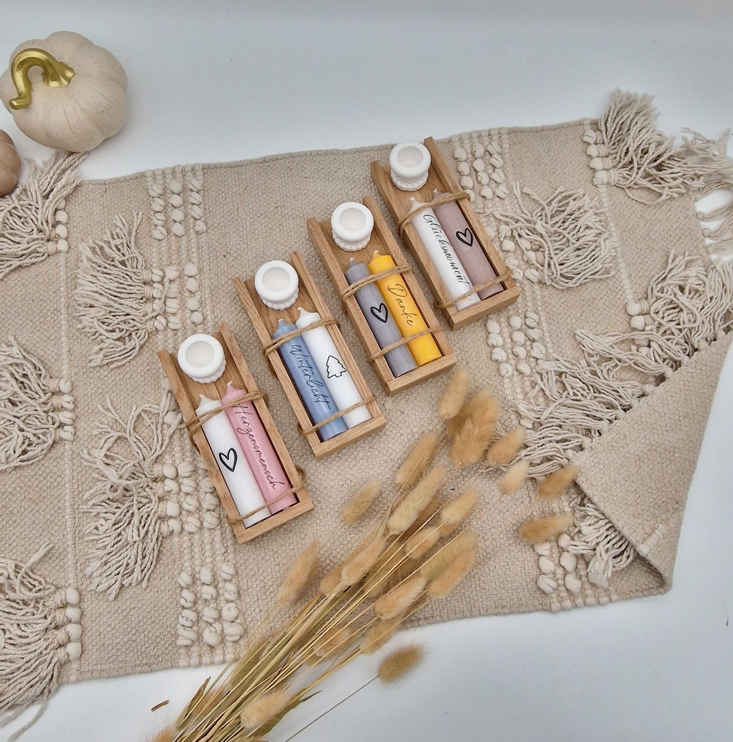 Geschenkset Kerzen in Holzbox