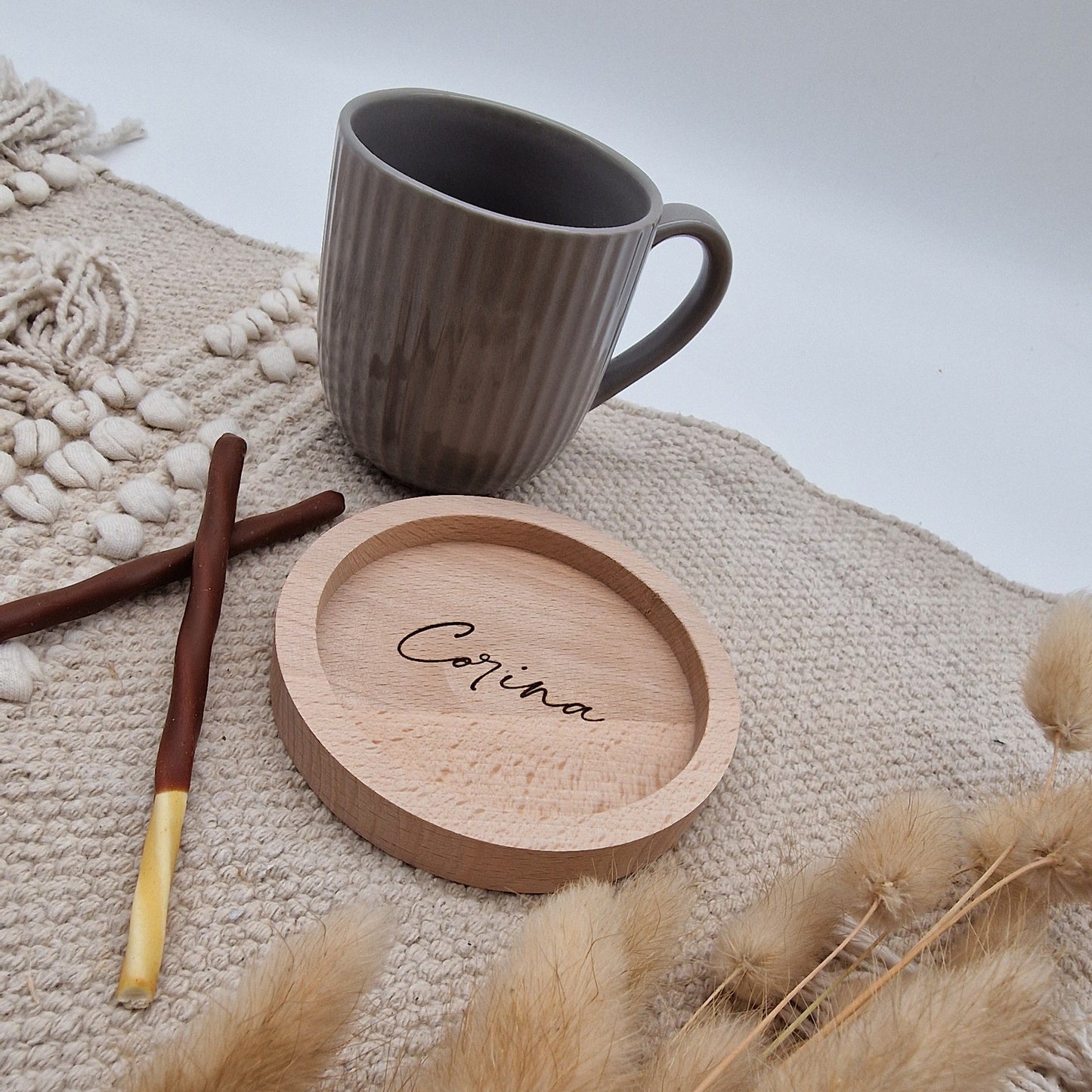Glasuntersetzer holz personalisiert