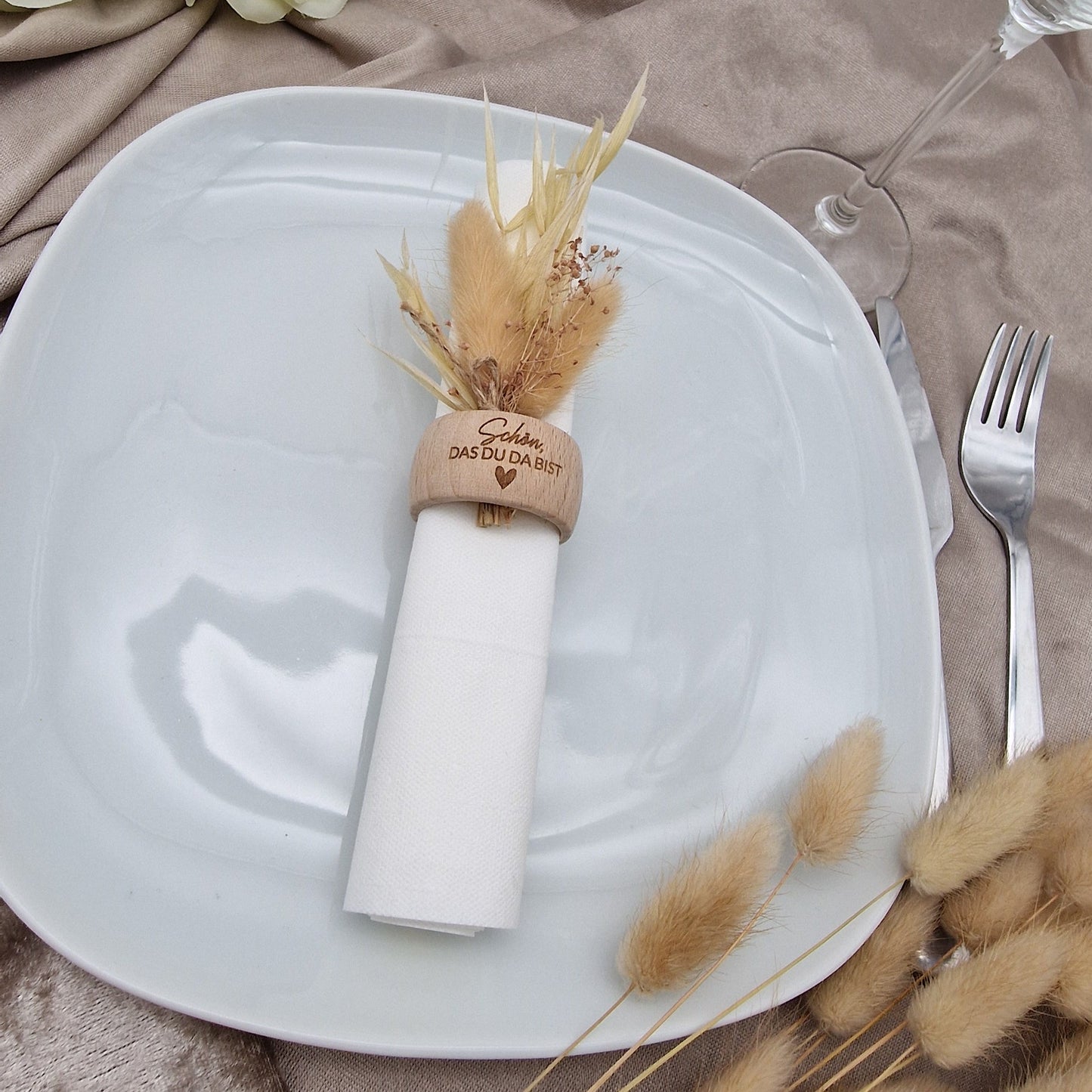 Serviettenring aus Holz Schön dass du da bist