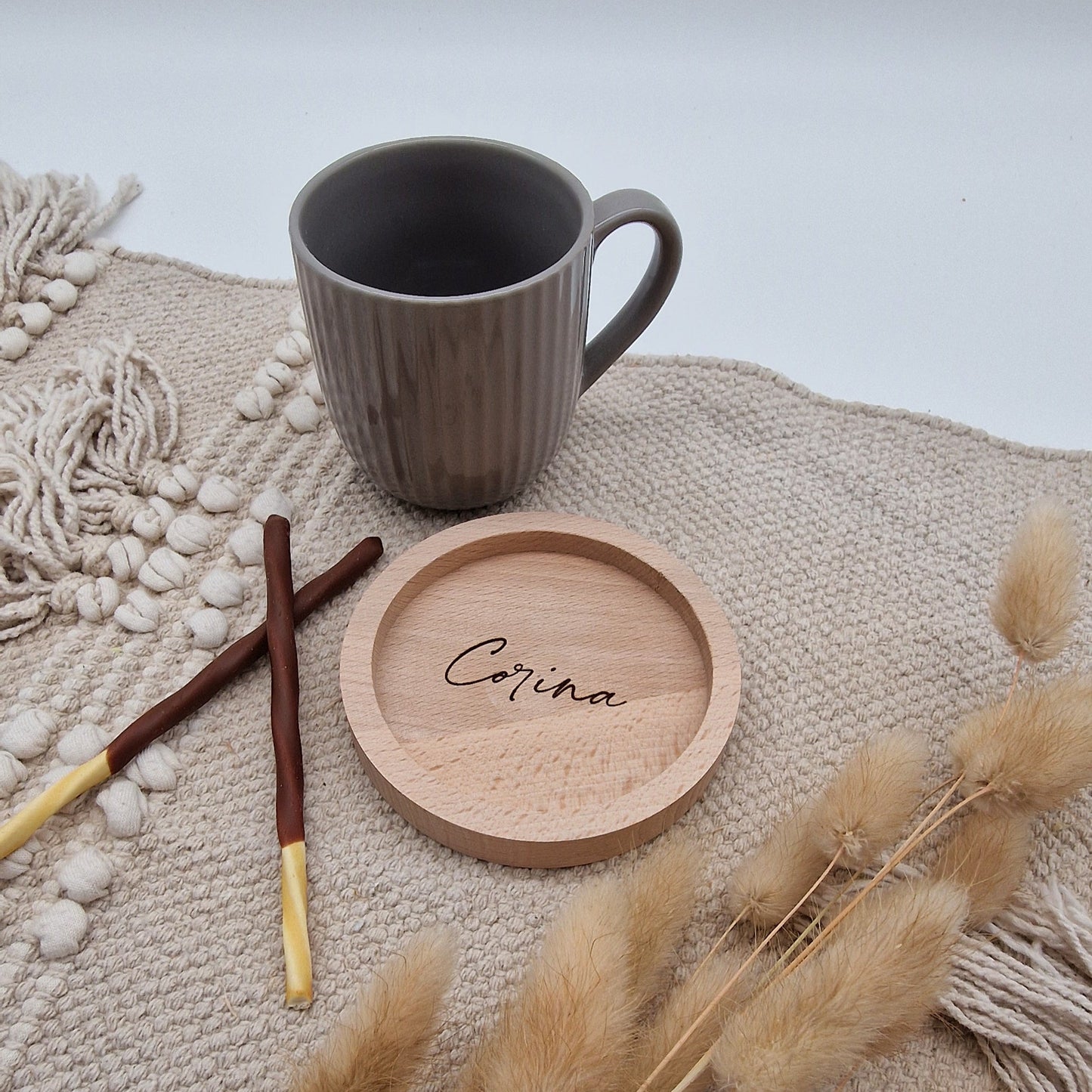 Glasuntersetzer holz personalisiert