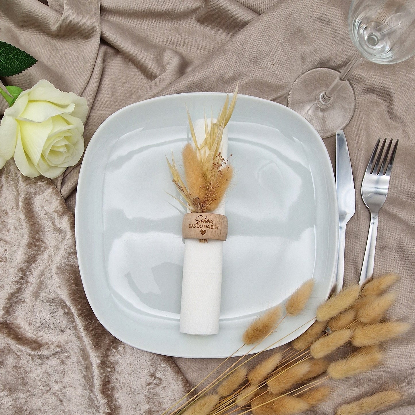 Serviettenring aus Holz Schön dass du da bist