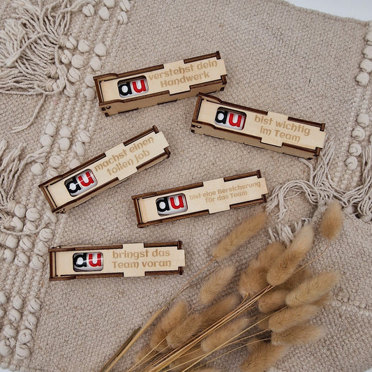 Personalisierte Duplo-Box aus Holz, Mitarbeitergeschenk