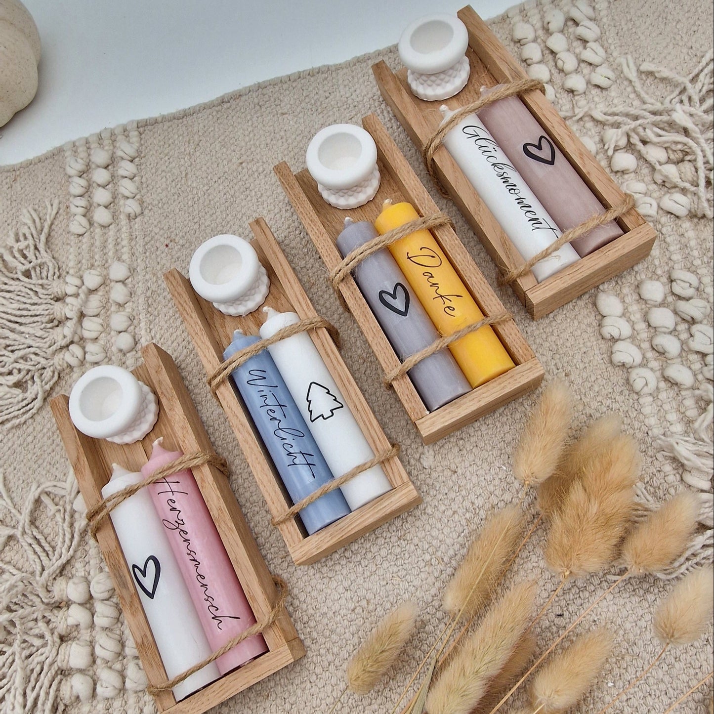 Geschenkset Kerzen in Holzbox