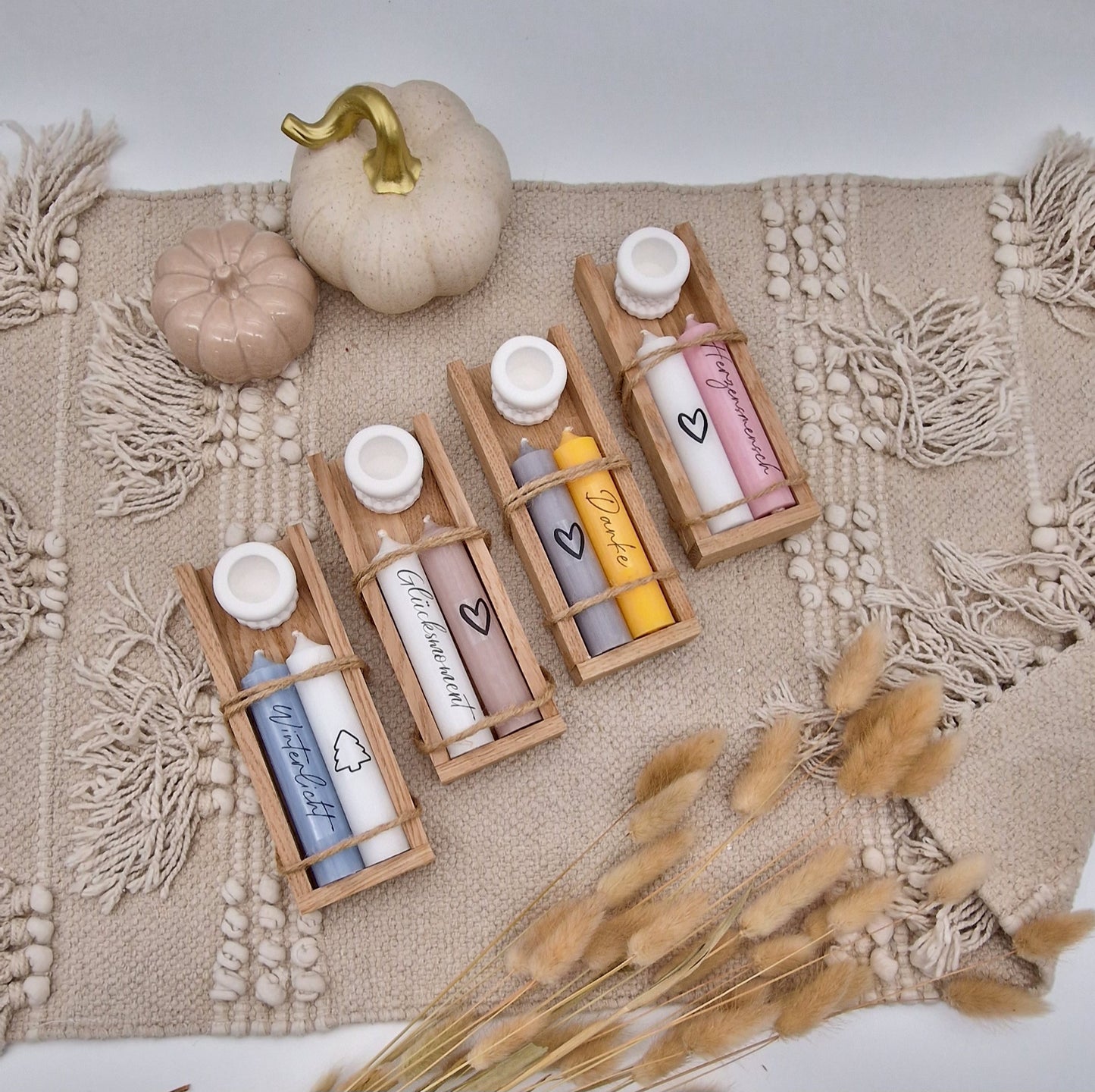 Geschenkset Kerzen in Holzbox