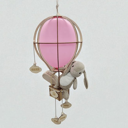 Heißluftballon aus Holz personalisiert - Individuelles Geschenk zur Geburt