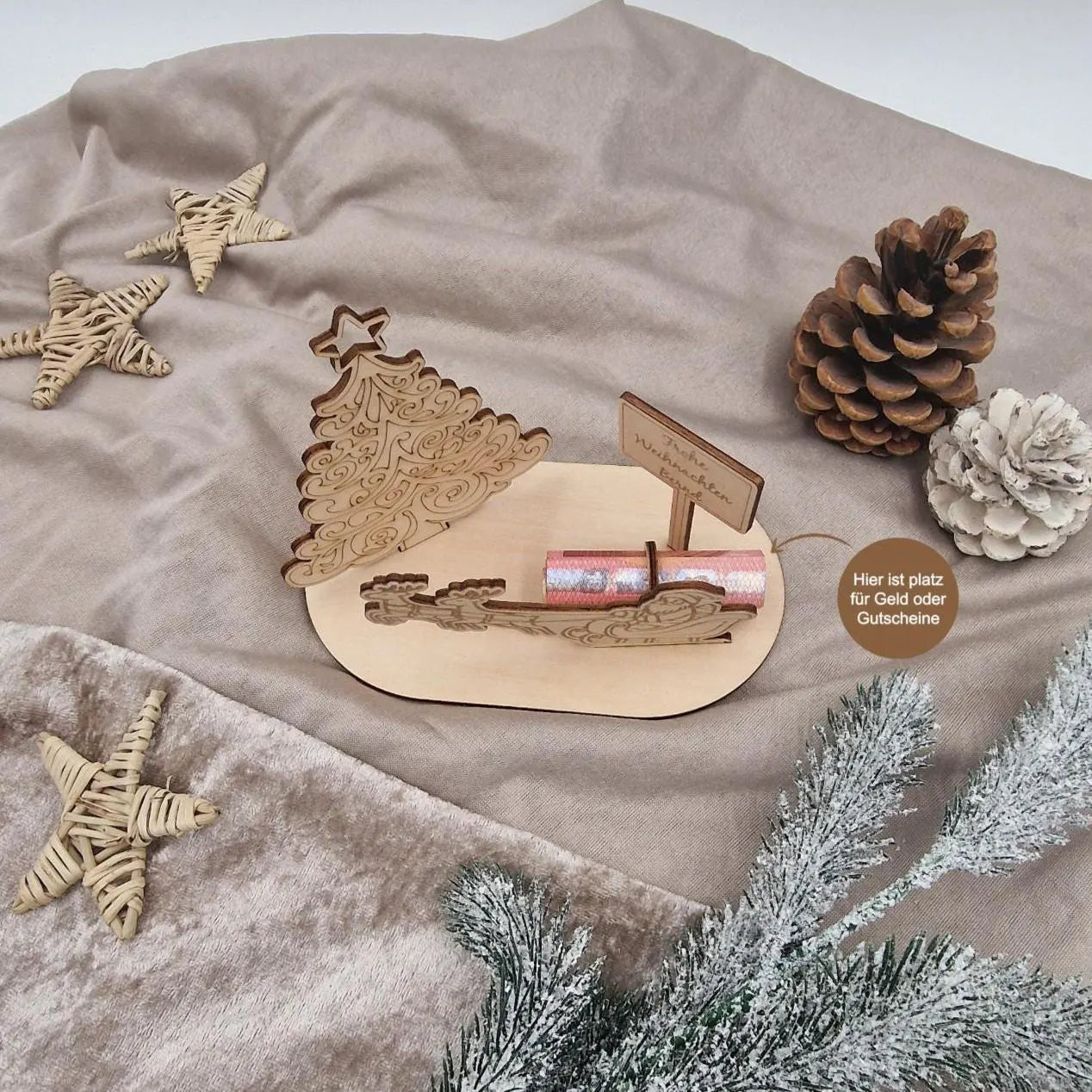 Personalisiertes Geldgeschenk zu Weihnachten,  Holz-Geldgeschenk Weihnachten – Name Geschenkidee für Kinder & Erwachsene, Weihnachtsgeschenk