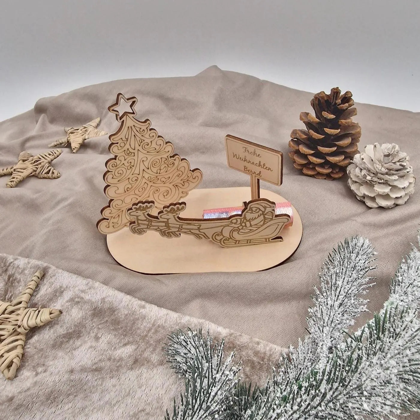 Personalisiertes Geldgeschenk zu Weihnachten,  Holz-Geldgeschenk Weihnachten – Name Geschenkidee für Kinder & Erwachsene, Weihnachtsgeschenk