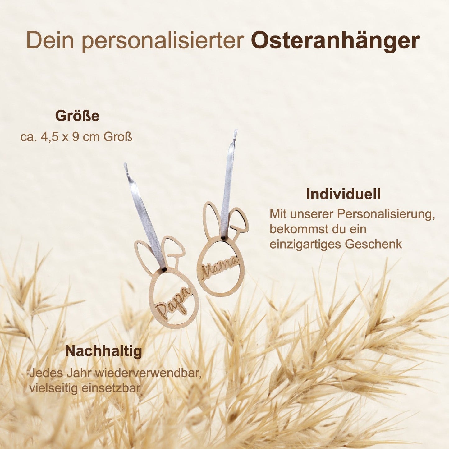 Personalisierter Osteranhänger aus Holz mit Name