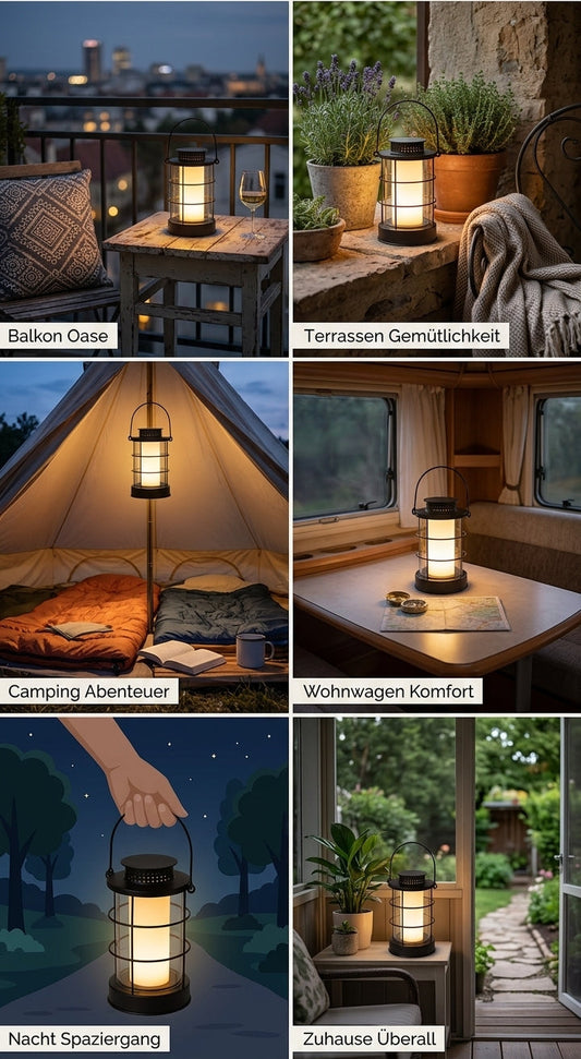 LED Laterne mit Timer & Kerzen-Effekt – Kabellos für Balkon & Zuhause | Mamico.eu