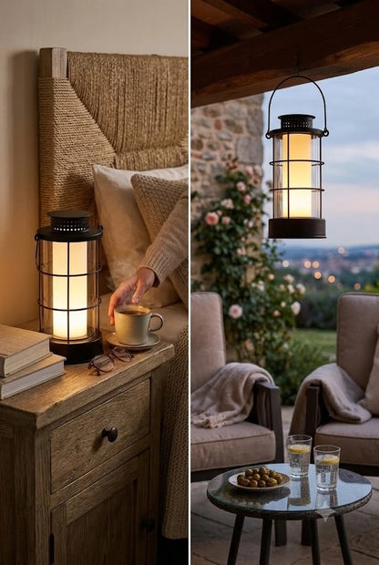 LED Laterne mit Timer & Kerzen-Effekt – Kabellos für Balkon & Zuhause | Mamico.eu