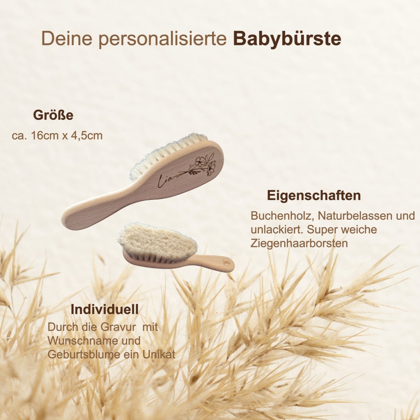 Personalisierte Baby-Haarbürste aus Holz