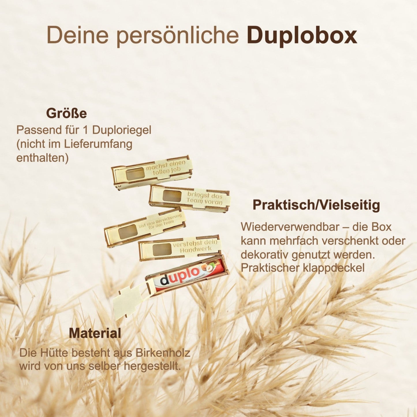 Personalisierte Duplo-Box aus Holz, Mitarbeitergeschenk
