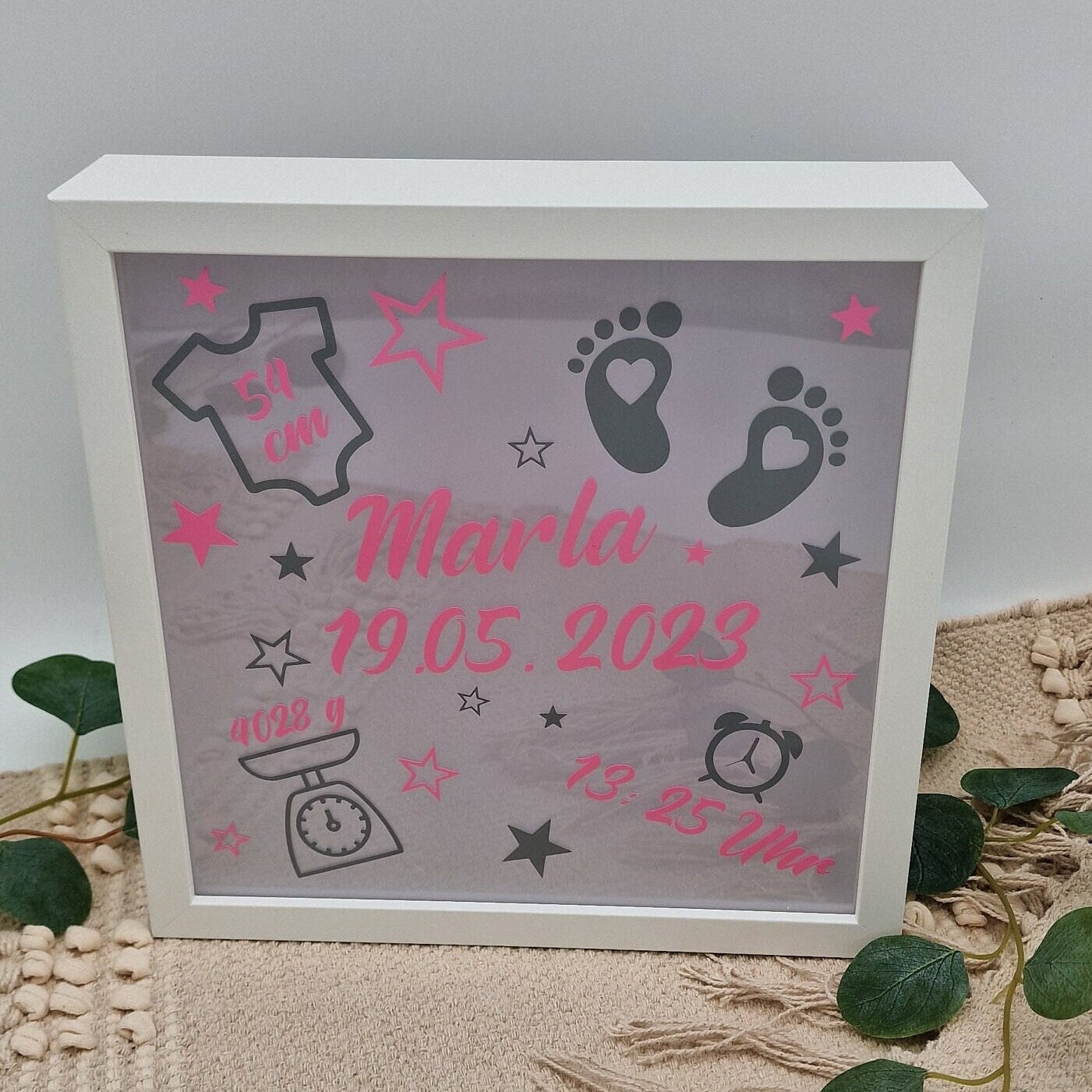 Bilderrahmen Beleuchtet Geburt Geburtsdaten | Geschenk zur Geburt | Geschenk | Geburtstagsgeschenk | Geschenk für Baby | Geburtstag | Geburt