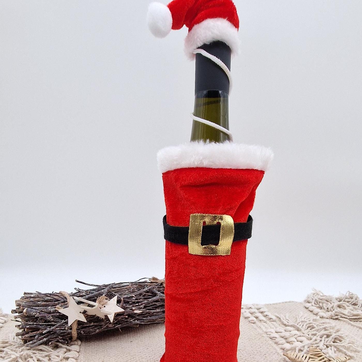 Personalisierte Weinflaschenhülle Nikolaus Mantel, Weihnachtsgeschenk Flasche Wunschnamen, Nikolaus Geschenkidee, Weihnachtsdeko