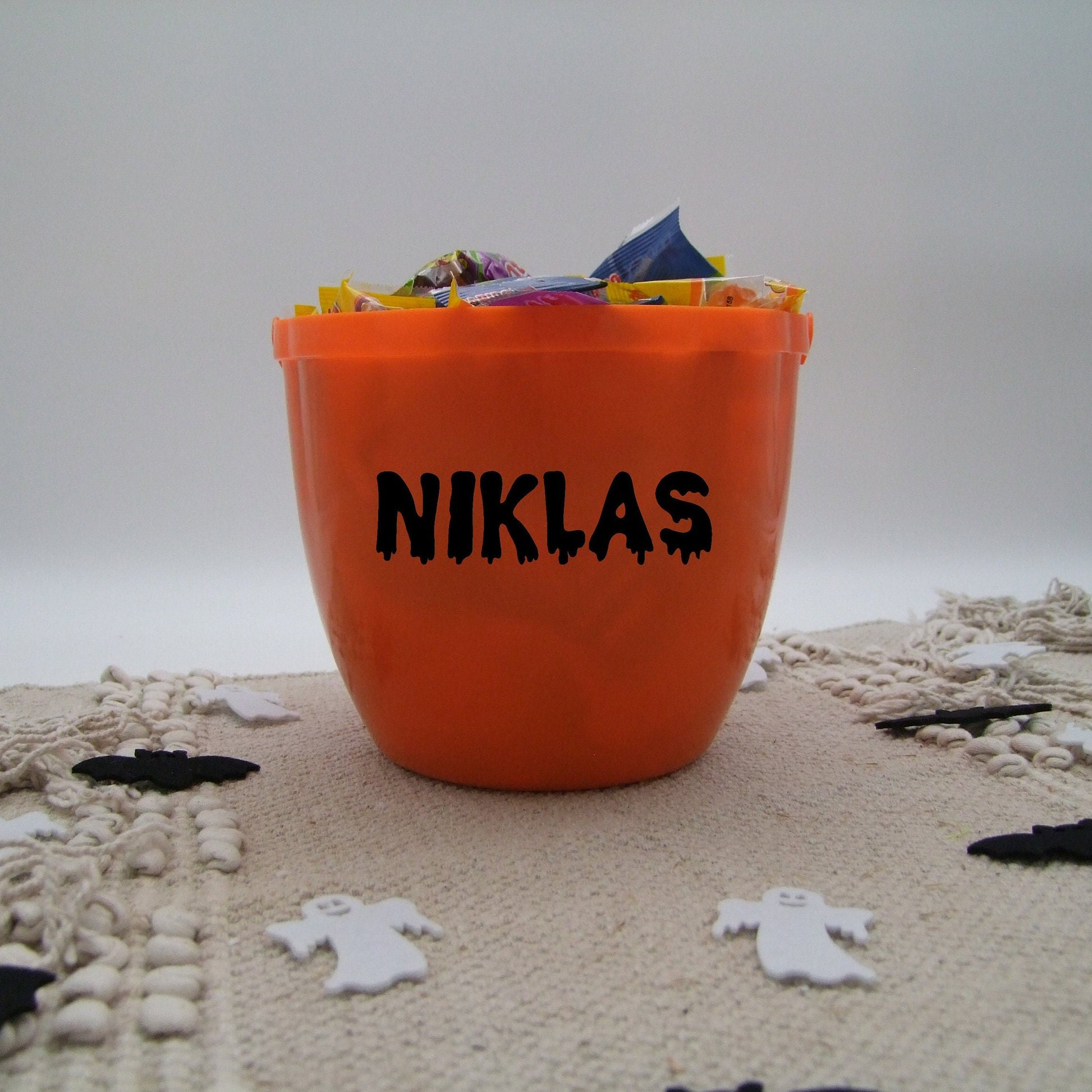 Personalisiere Halloween Eimer mit Name & leuchtendem Griff, Süßigkeiteneimer Kürbis Kinder, Trick or Treat Eimer, Süßes oder Saures