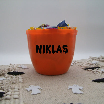 Personalisiere Halloween Eimer mit Name & leuchtendem Griff, Süßigkeiteneimer Kürbis Kinder, Trick or Treat Eimer, Süßes oder Saures