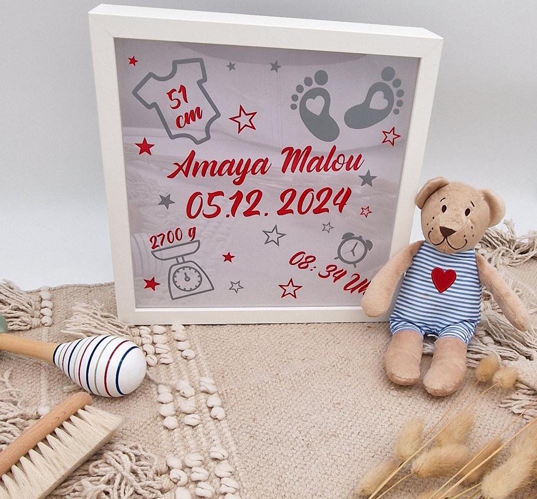 Bilderrahmen Beleuchtet Geburt Geburtsdaten | Geschenk zur Geburt | Geschenk | Geburtstagsgeschenk | Geschenk für Baby | Geburtstag | Geburt