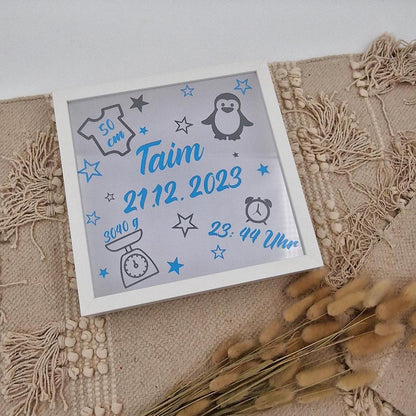Bilderrahmen Beleuchtet Geburt Geburtsdaten | Geschenk zur Geburt | Geschenk | Geburtstagsgeschenk | Geschenk für Baby | Geburtstag | Geburt
