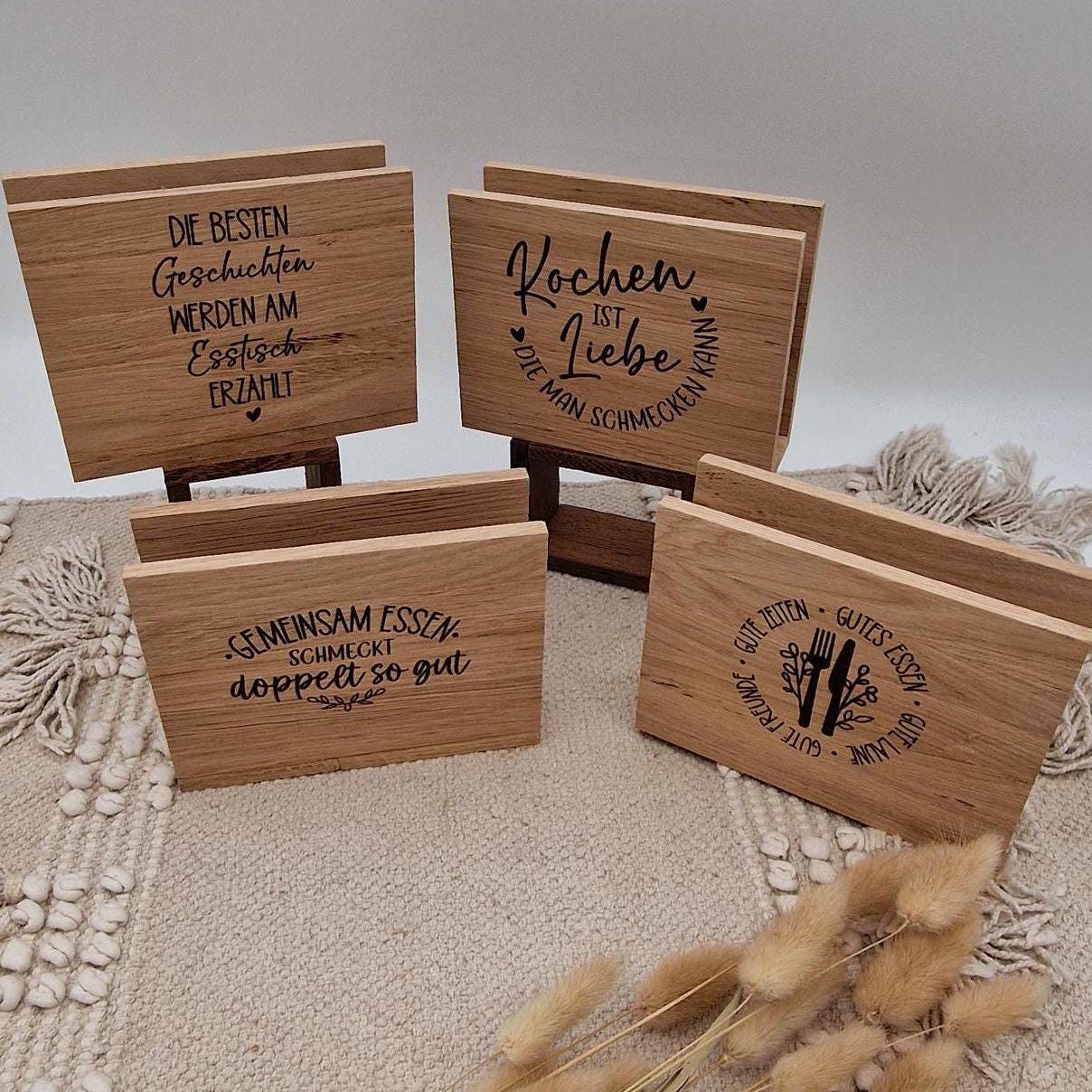Serviettenhalter Holz personalisiert mit Name | Tischdeko Familie | Geschenk zum Einzug neues Haus | Brotzeithalter personalisiert