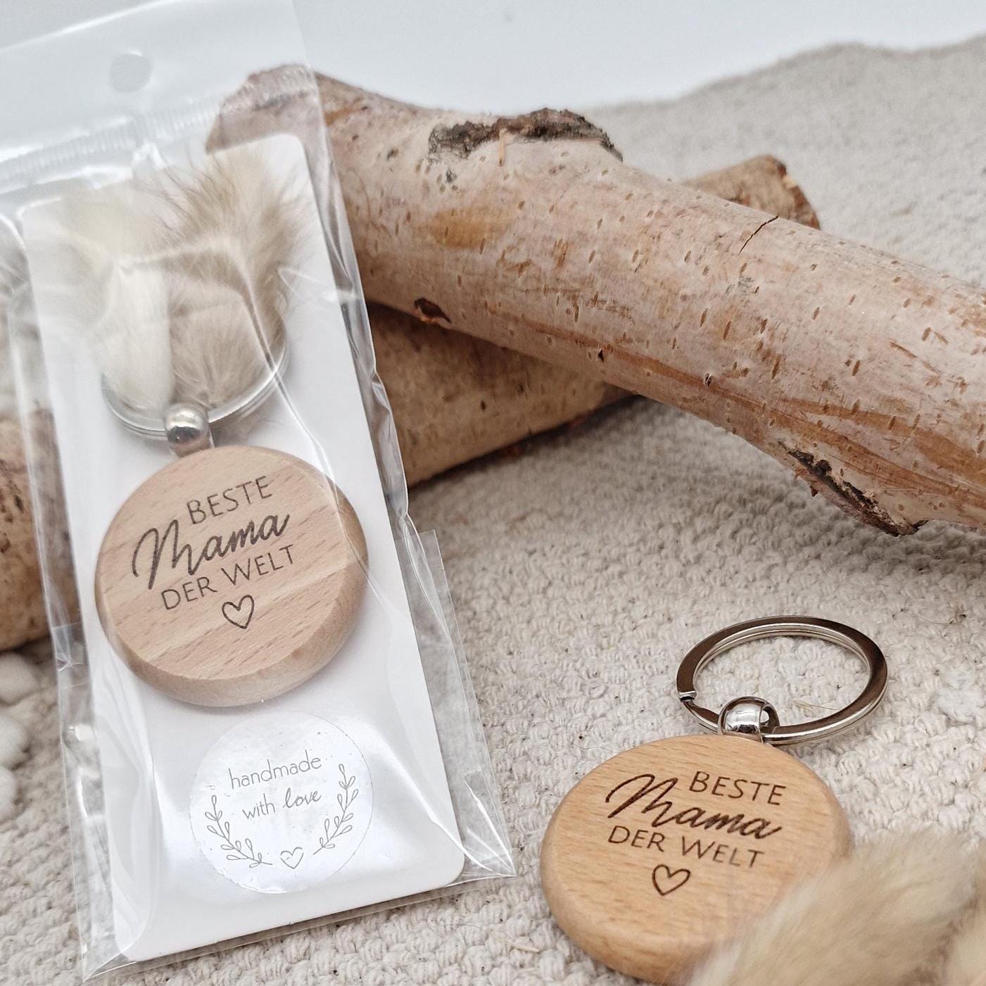 Muttertagsgeschenk Schlüsselanhänger Beste Mama | Personalisiert Namen der Kinder | Geschenk Mama Oma | Holz Anhänger Gravur Handarbeit