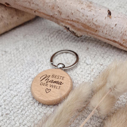Muttertagsgeschenk Schlüsselanhänger Beste Mama | Personalisiert Namen der Kinder | Geschenk Mama Oma | Holz Anhänger Gravur Handarbeit