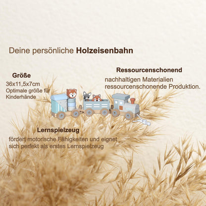 Holz Lokomotive Eisenbahn Zug mit Steckform | personalisierter Holzzug | Holz Eisenbahn mit Namen | Geschenk zur Geburt | Geburtstag |