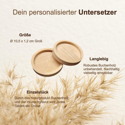 Personalisierter Untersetzer |Glasuntersetzer holz | Untersetzer | Geschenk | Serviertablett | Untersetzer Kerzen | Geschenk zum Einzug |