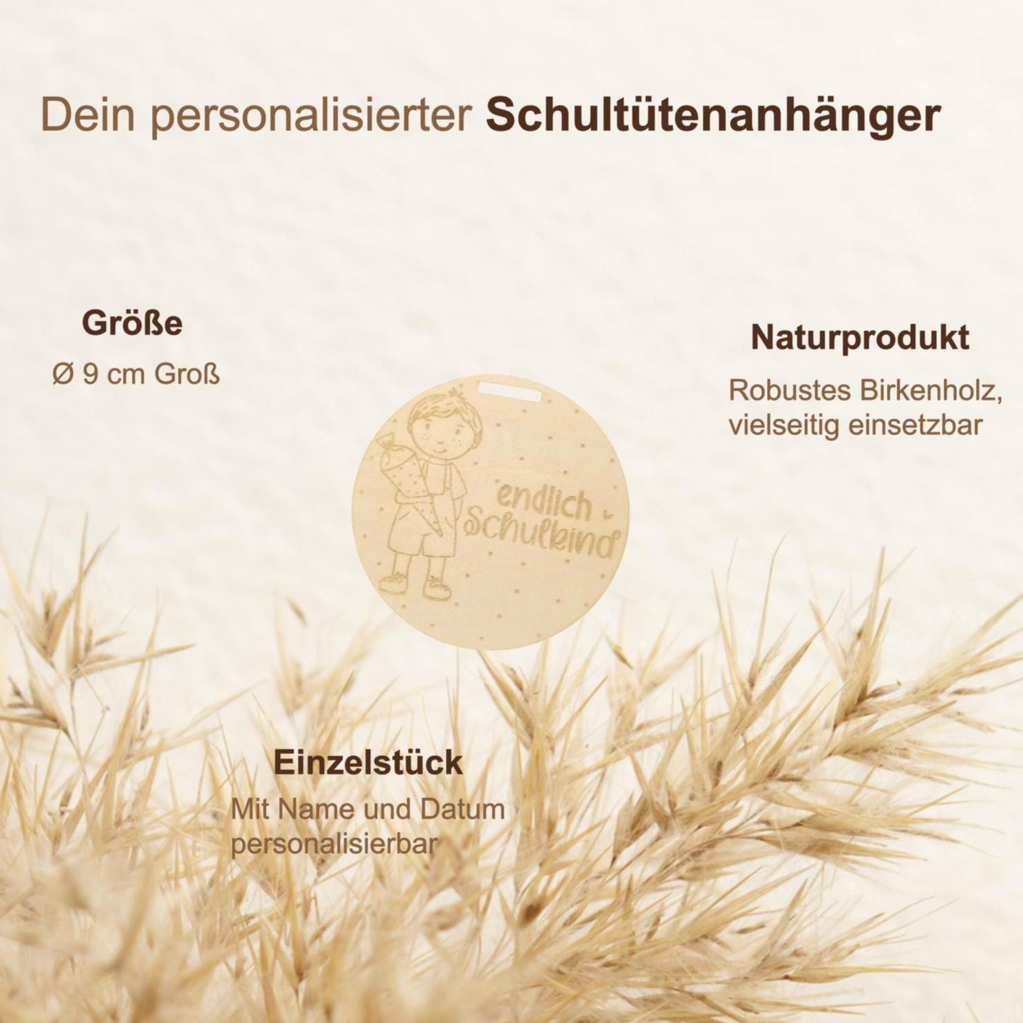 Schultütenanhänger personalisiert mit Name | Anhänger Einschulung Holz | Schulkind 2026 Geschenk | Deko Schultüte Junge Mädchen