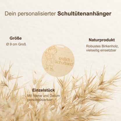 Schultütenanhänger personalisiert mit Name | Anhänger Einschulung Holz | Schulkind 2026 Geschenk | Deko Schultüte Junge Mädchen