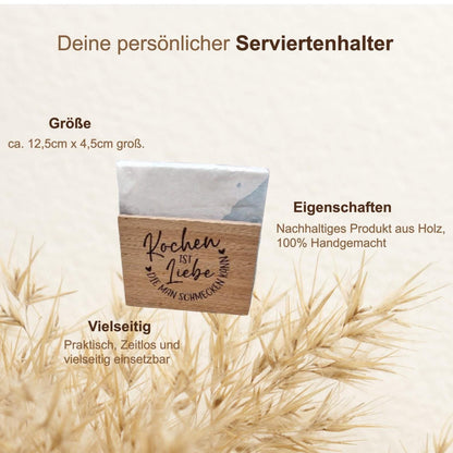 Serviettenhalter Holz personalisiert mit Name | Tischdeko Familie | Geschenk zum Einzug neues Haus | Brotzeithalter personalisiert