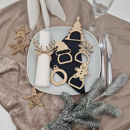 Serviettenring aus Holz, Tisch Accessoire Weihnachten, Weihnachten, Tischdekoration personalisiert, Gravierter Serviettenring, Geburtstag