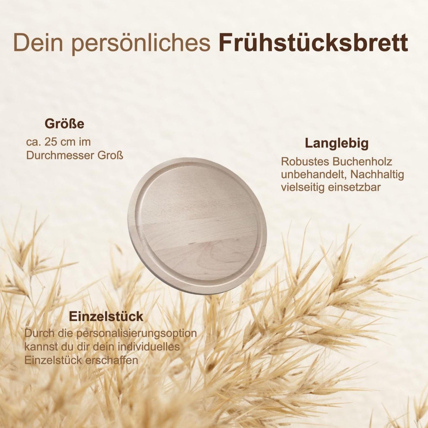 Personalisiertes Grillbrett mit Gravur – Rundes Schneidebrett aus Holz für Grillmeister – Steakbrett mit Name – Geschenk für Männer Vatertag